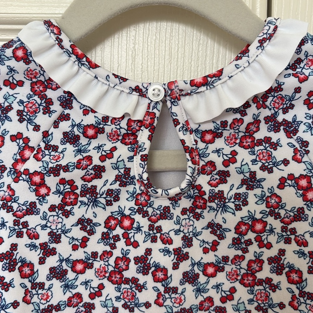 NWT Janie and Jack Baby Girl Red & Blue Floral Swim Top - Size 6-12 Months - Picture 4 of 7